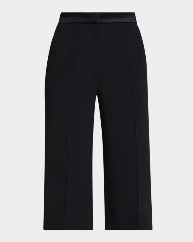 Satin-Trim Cady Straight-Leg Crop Tuxedo Trousers